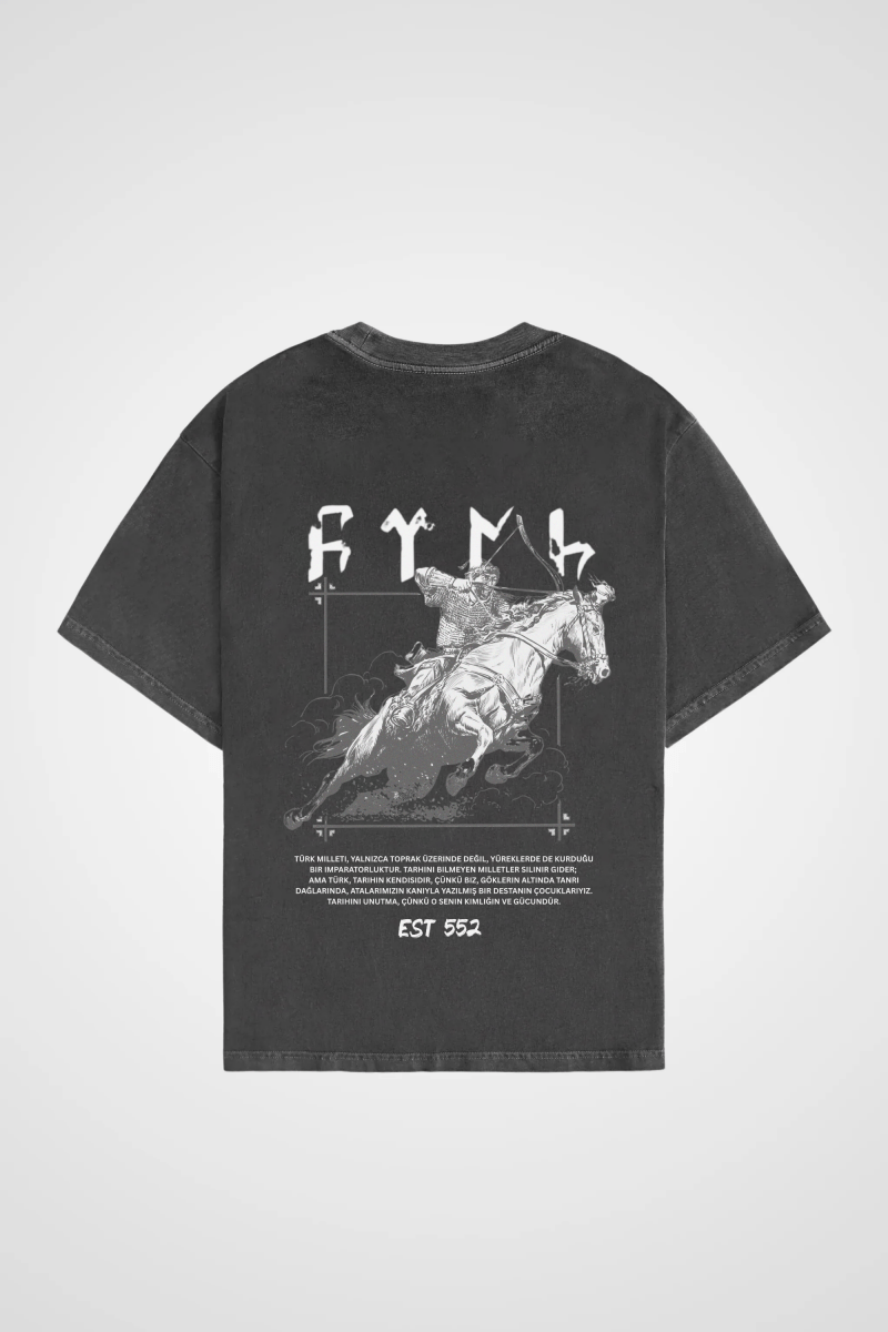 GÖKTÜRK - OVERSIZED SHIRT BACKPRINT (WASHED) - Edeltürke